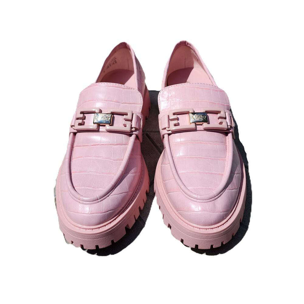 Aldo Tobey Croc Print Faux Leather Loafers 8 - Picture 3 of 11